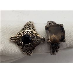 2-ANTIQUE STERLING RINGS WITH LARGE CNTR STONE