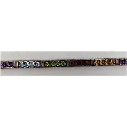 7 INCH STERLING BRACELET WITH MULTI COLORED