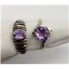 Image 1 : 2-MODERN RINGS WITH LIGHT PURPLE CNTR STONES