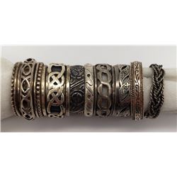 8-ANTIQUE STERLING RINGS WITH DIFFERENT