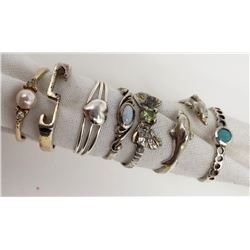 7-STERLING RINGS WITH DIFFERENT DESIGNS