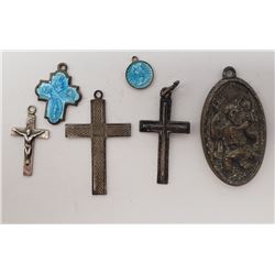 6-STERLING RELIGIOUS PENDANTS ALL MARKED!!