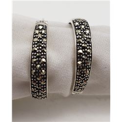 PAIR OF MARCASITE HOOP EARRINGS