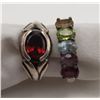 Image 1 : 2-STERLING RINGS WITH MULTI COLORED STONE
