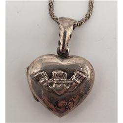 20 INCH STERLING NECKLACE WITH HEART LOCKET/