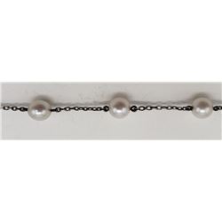 7 INCH STERLING BRACELET WITH PEARL-LIKE