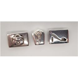 3-STERLING SQUARE CHARMS ALL MARKED!