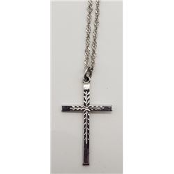 20 INCH STERLING NECKLACE WITH CROSS PENDANT