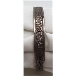 ANTIQUE STERLILNG BANGLE WITH FLOWER/SCROLL