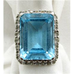 STERLING RING WITH LARGE BLUE STONE