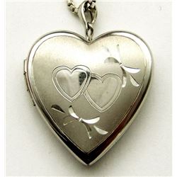 STERLING HEART LOCKET NECKLACE