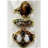 Image 1 : 3-GORGEOUS GOLD FILLED RINGS: TIGER EYE,