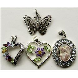 4-STERLING PENDANTS WITH GORGEOUS DETAILS!