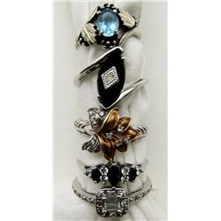 5-GORGEOUS BLING RINGS WITH DIFFERENT COLORED