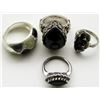 Image 2 : 4-ANTIQUE STERLING BLING RINGS WITH BLACK