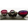 Image 1 : 3-ANTIQUE STERLING RINGS WITH MAGENTA