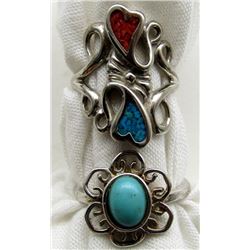 ANTIQUE STERLING RINGS WITH BLUE AND RED