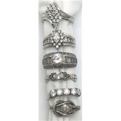 6-ANTIQUE STERLING CZ's RINGS WITH