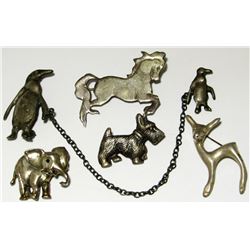 STERLING SILVER ANIMAL BROACH LOT