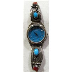 STERLING ALDO WATCH WITH NAVAJO WATCH TIP