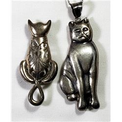 STERLING CAT NECKLACE AND PIN