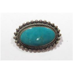STERLING SIVLER BROACH WITH TURQUOISE-LIKE