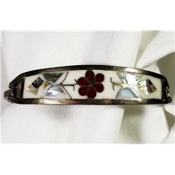 ANTIQUE MEXICO STERLING CUFF WITH ABILONE