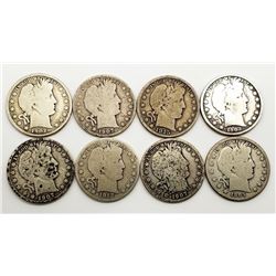 8 BARBER HALF DOLLARS CIRCS