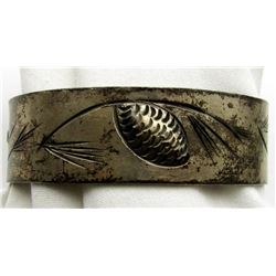 STERLING SILVER CUFF WITH LEAF ENGRAVING