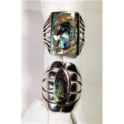 2-ANTIQUE ABILONE STERLING RINGS! GORGEOUS!