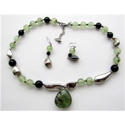 NECKLACE AND EARRING SET. MARKED JNT