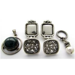 LOT OF STERLING JEWELRY: (2) PENDANTS (ONE