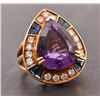 Image 1 : 14kt Yellow Gold Ladies Diamond & Amethyst Ring