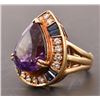 Image 2 : 14kt Yellow Gold Ladies Diamond & Amethyst Ring