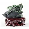 Image 1 : Chinese Hetian Green Jade Cabbage with Wood Stand
