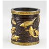 Image 1 : Chinese Bronze Carp and Lotus Brush Pot with Mark