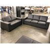 Image 1 : BROCKTON LIGHT BROWN LEATHER 3 SEAT SOFA WITH MATCHING LOVE SEAT
