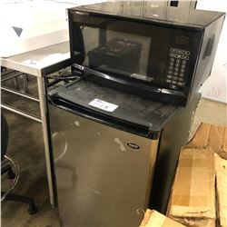 SANYO STAINLESS STEEL BAR FRIDGE AND DANBY MICROWAVE