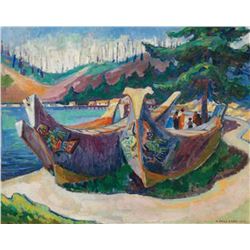 Emily Carr's  War Canoe  Giclee Canvas