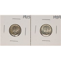 Lot of 1925 & 1939 Mercury Dime Coins