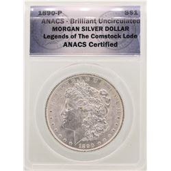 1890 $1 Morgan Silver Dollar Coin ANACS Brilliant Uncirculated