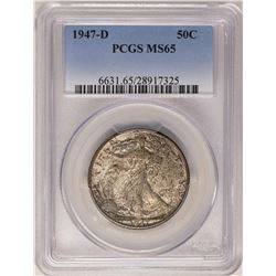 1947-D Walking Liberty Half Dollar Coin PCGS MS65
