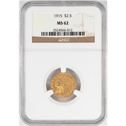 1915 $2 1/2 Indian Head Quarter Eagle Gold Coin NGC MS62