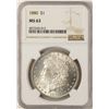 Image 1 : 1880 $1 Morgan Silver Dollar Coin NGC MS63