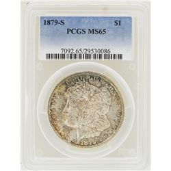 1879-S $1 Morgan Silver Dollar Coin PCGS MS65 Nice Toning