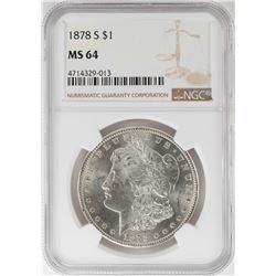 1878-S $1 Morgan Silver Dollar Coin NGC MS64