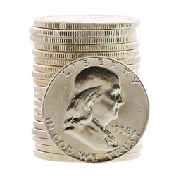 Roll of (20) Brilliant Uncirculated 1958 Franklin Half Dollar Coins