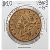 Image 1 : 1863-S $20 Liberty Head Double Eagle Gold Coin Civil War Date