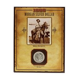 1888 $1 Morgan Silver Dollar Coin with Bill Pickett Stamp