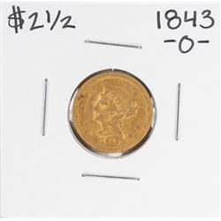 1843-O $2 1/2 Liberty Head Quarter Eagle Gold Coin